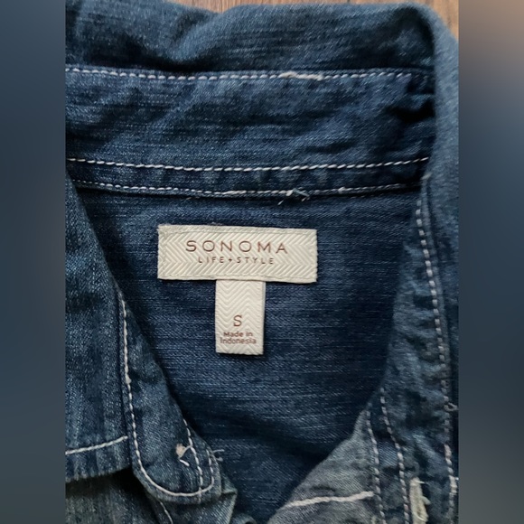 NEW Sonoma Denim Jean Button Down ombré Shirt S - Picture 6 of 8